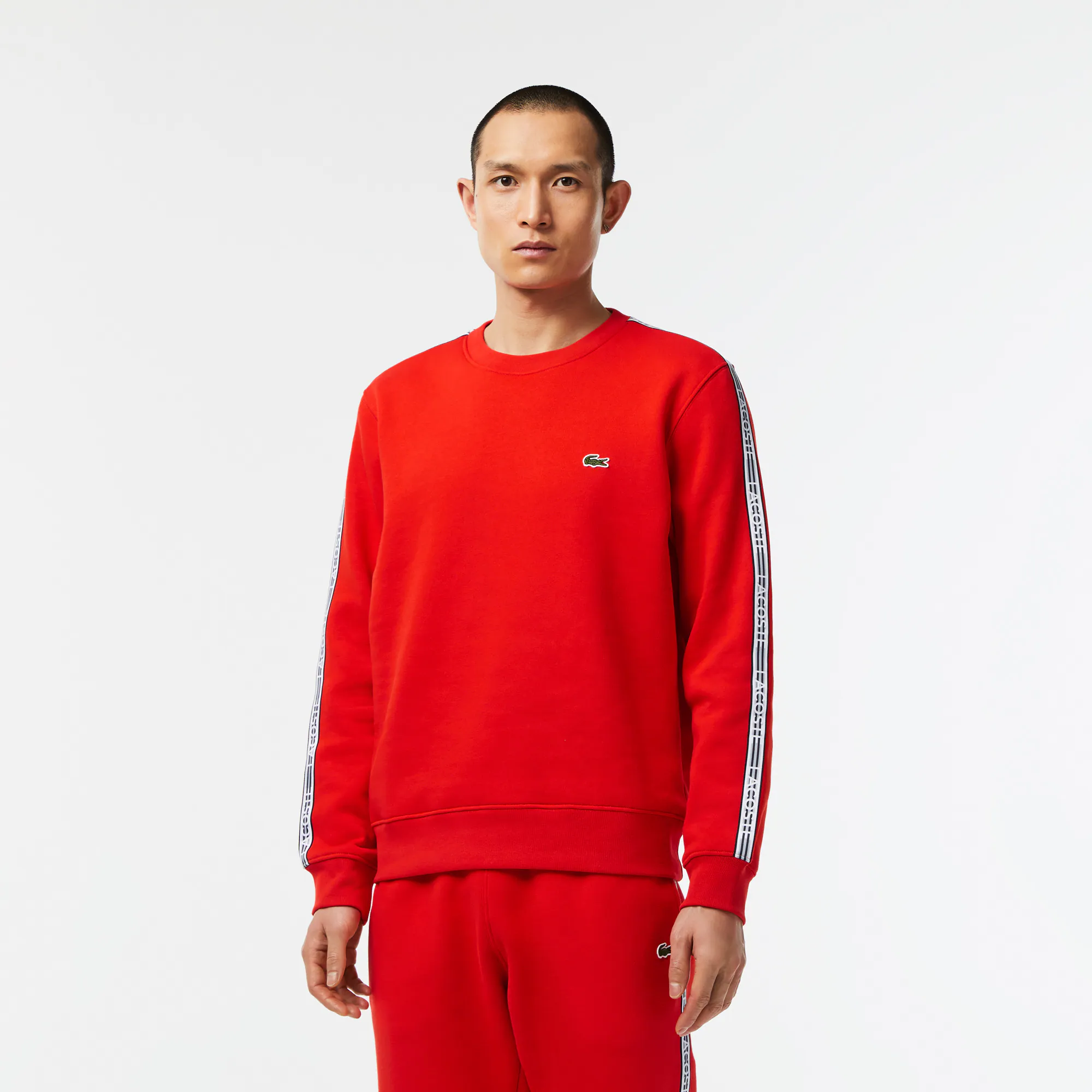 Herren Jogger-Sweatshirt aus Flanell mit Logostreifen Sweatshirts - Rot - Lacoste - Herren