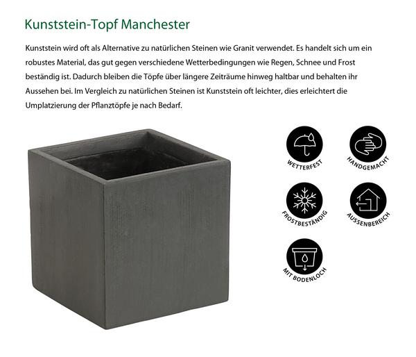 Dehner Kunststein-Topf Manchester, quadratisch