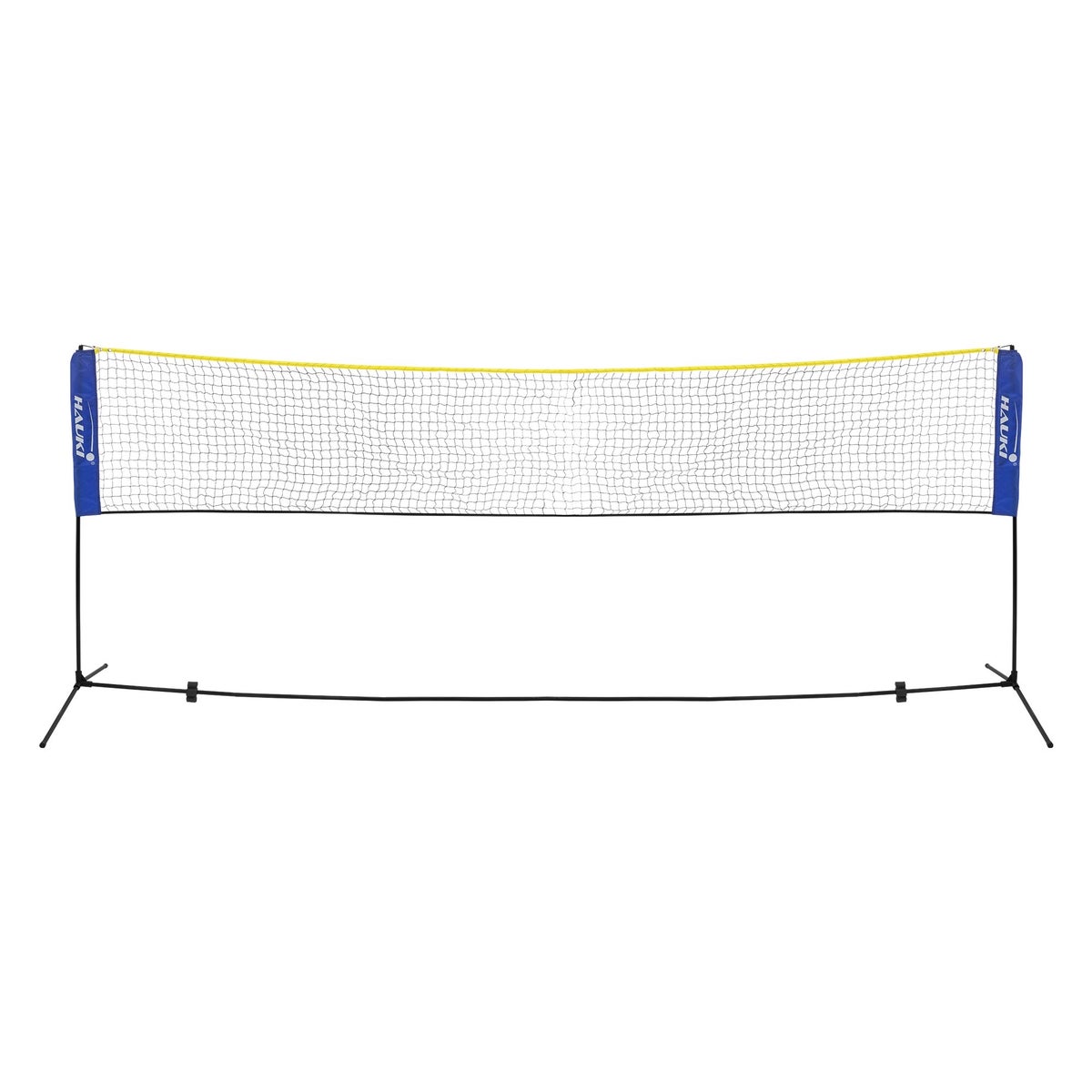 Hauki Badmintonnet, Tennisnet 400 cm, Blauw, H156 cm, Shuttlecocknetset incl. 3x Shuttlecocks, Draagtas, Stevig ijzeren frame, Draagbaar volleybalnet, Trainingsnet voor binnen en buiten, Tuin