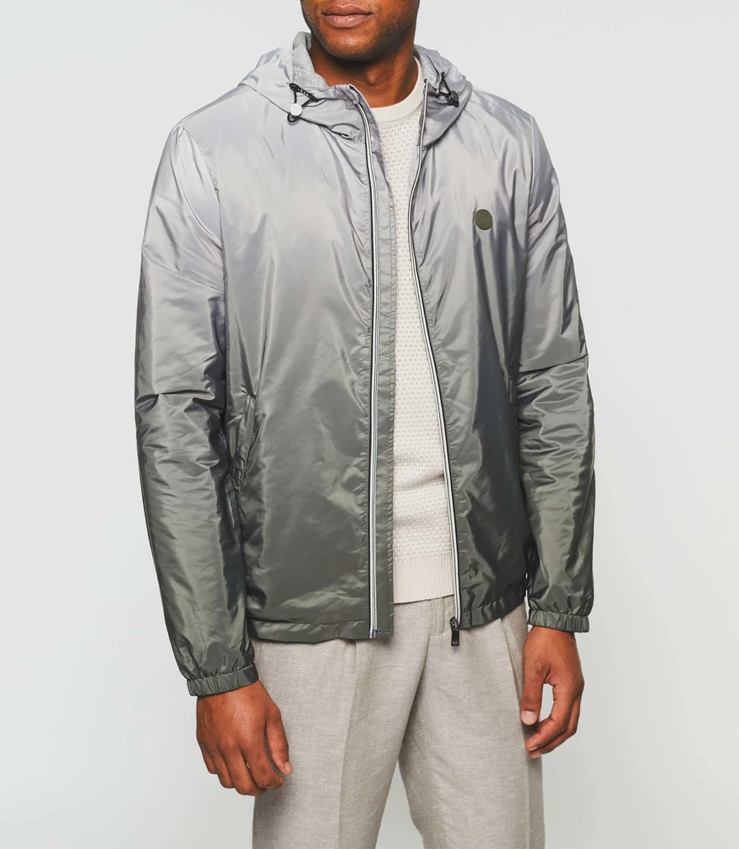 Blouson à capuche dégradé kaki 