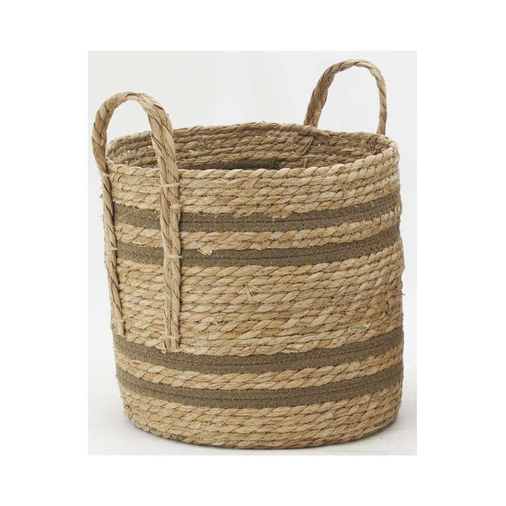 Cache-pots en jonc naturel et coton brun droit