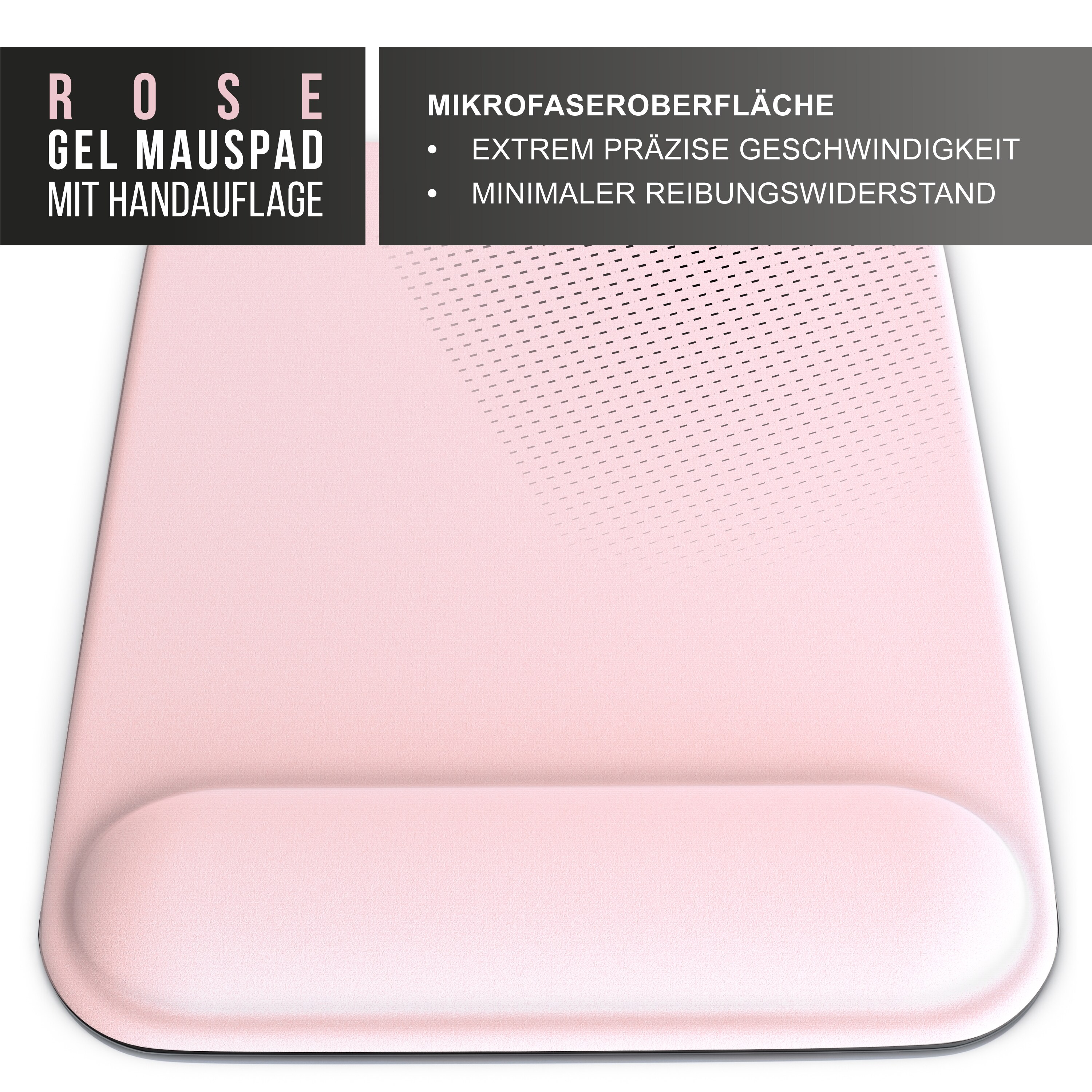 CSL Gaming Mauspad, Office Mousepad mit Gelkissen mit & Handgelenkauflage, 22,5 x 28 cm, rosa