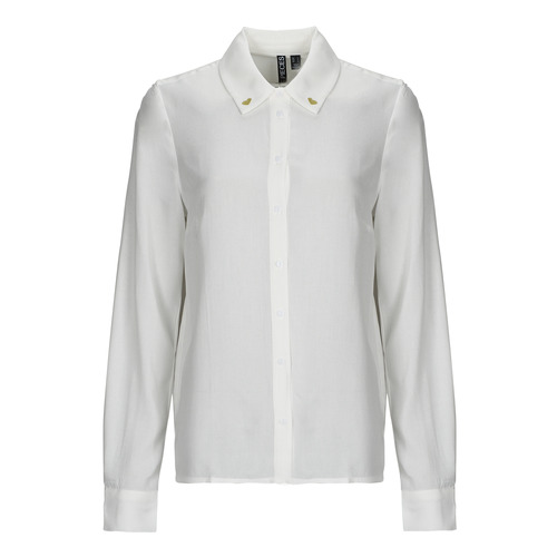 Pieces - PCELINA EMB LS SHIRT KAC FC - Blanc