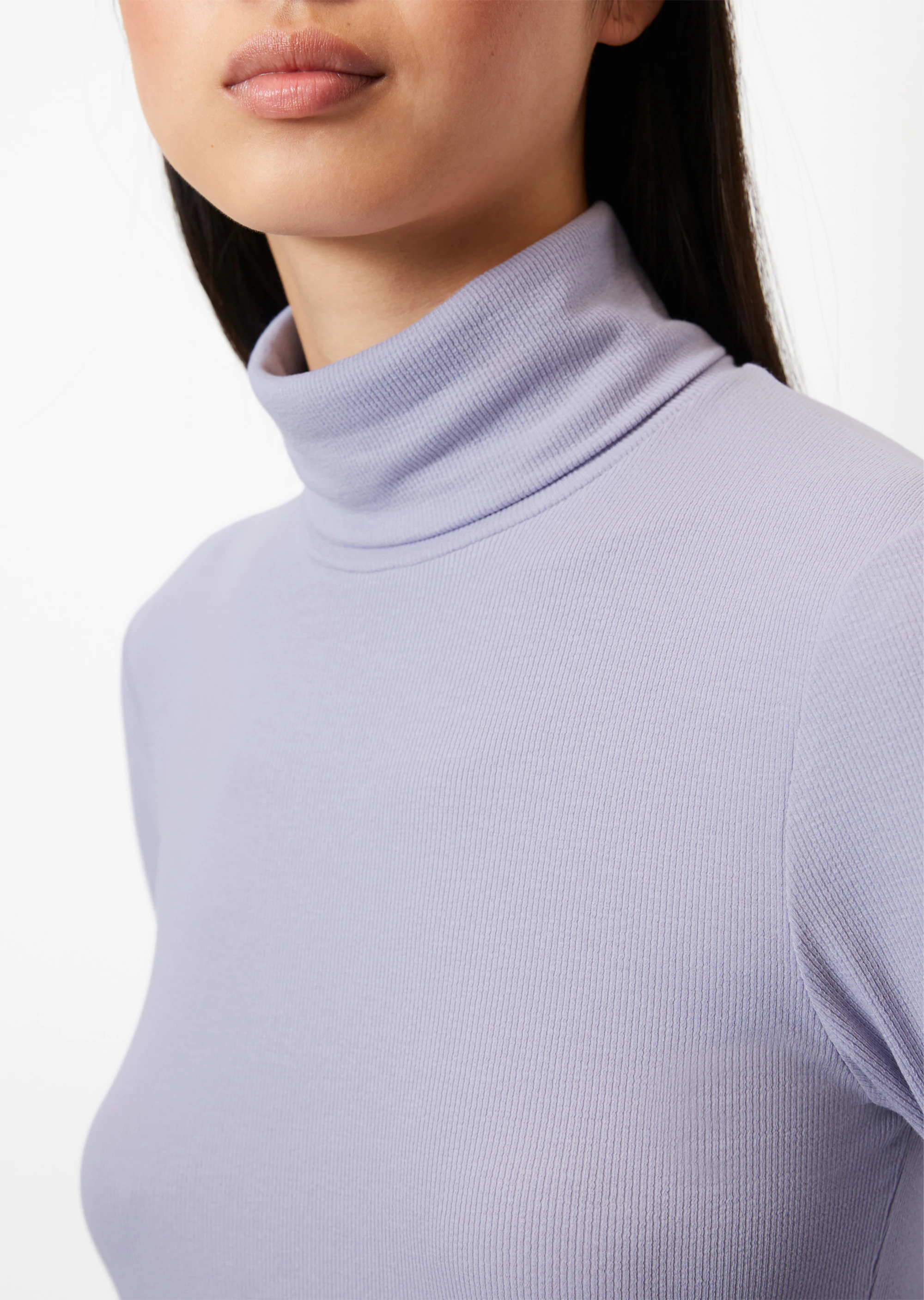 Rollkragen-Longsleeve aus soft geripptem Jersey