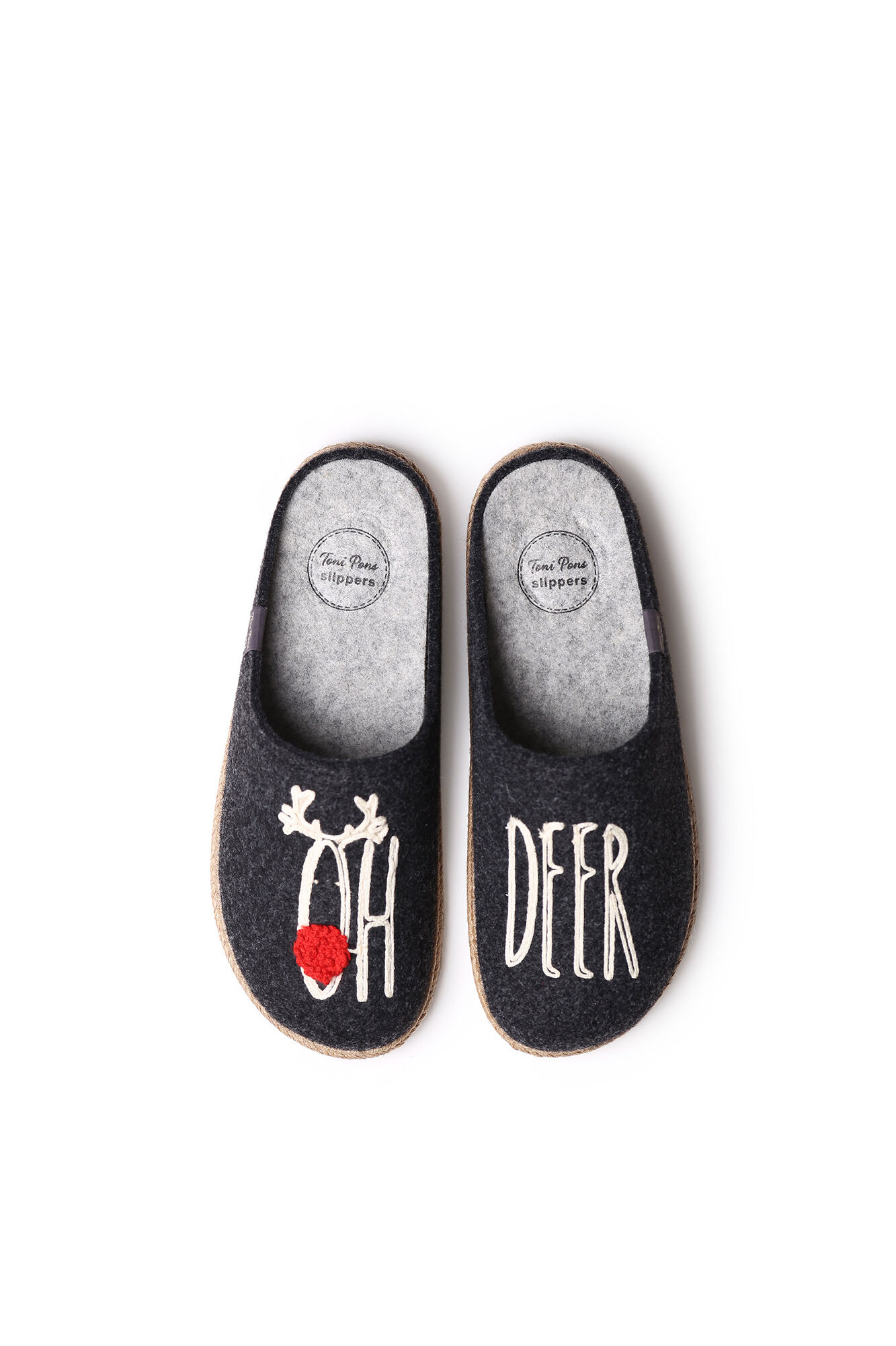 Pantufas masculinas de feltro na cor cinza