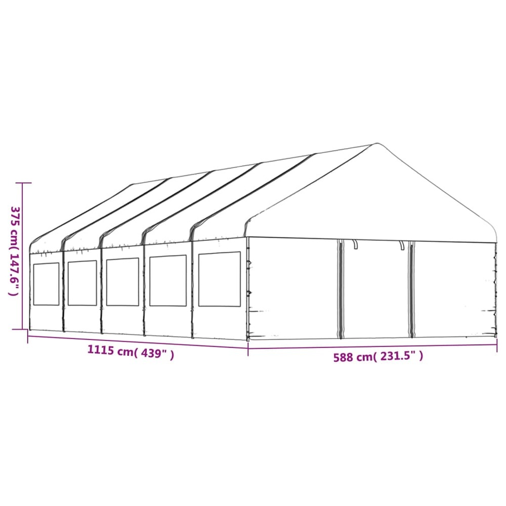 Belvédère avec toit blanc 11,15x5,88x3,75 m polyéthylène