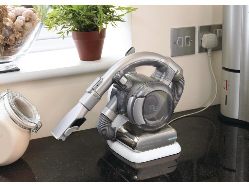 BLACK DECKER Akku-Handsauger Dustbuster Flexi Silber Portabler Akku-Staubsauger mit Schnellladefunktion