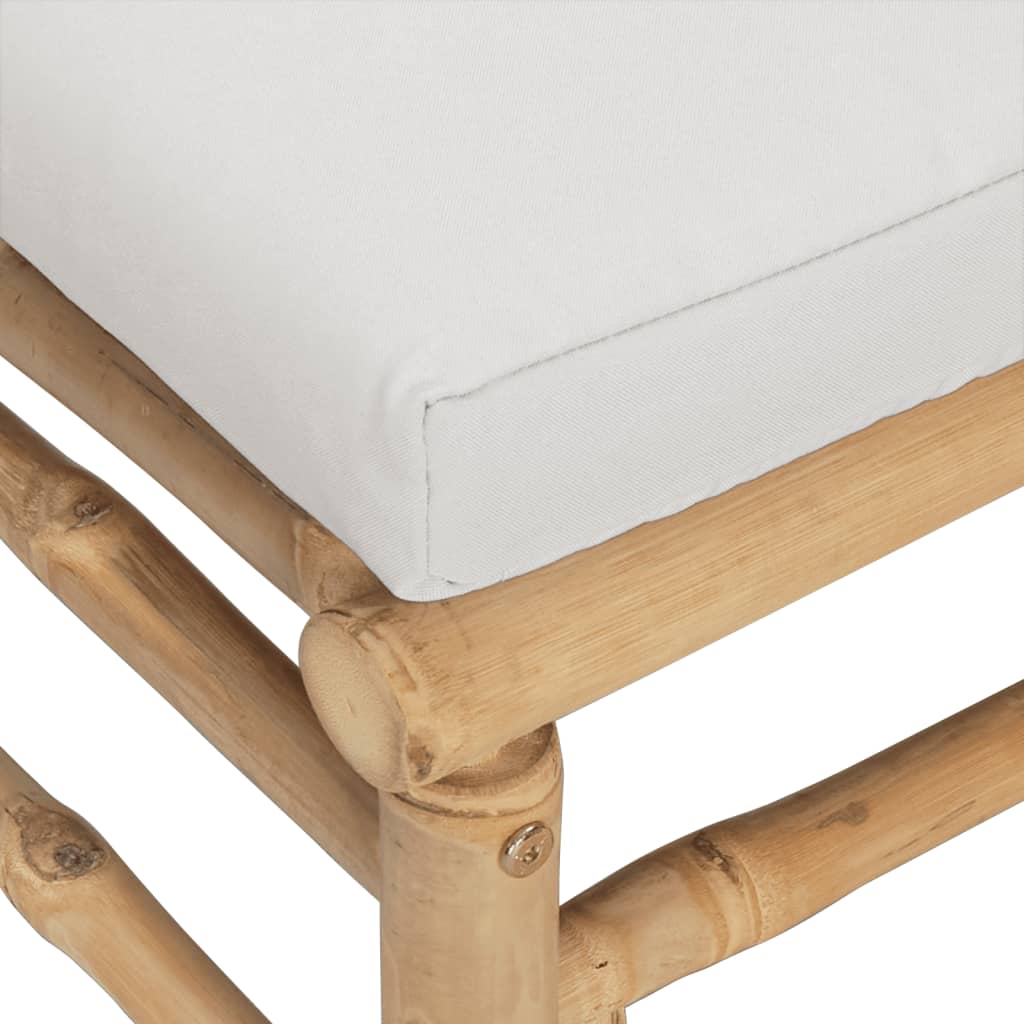 Salon de jardin meuble d'extérieur ensemble de mobilier 7 pièces avec coussins gris clair bambou