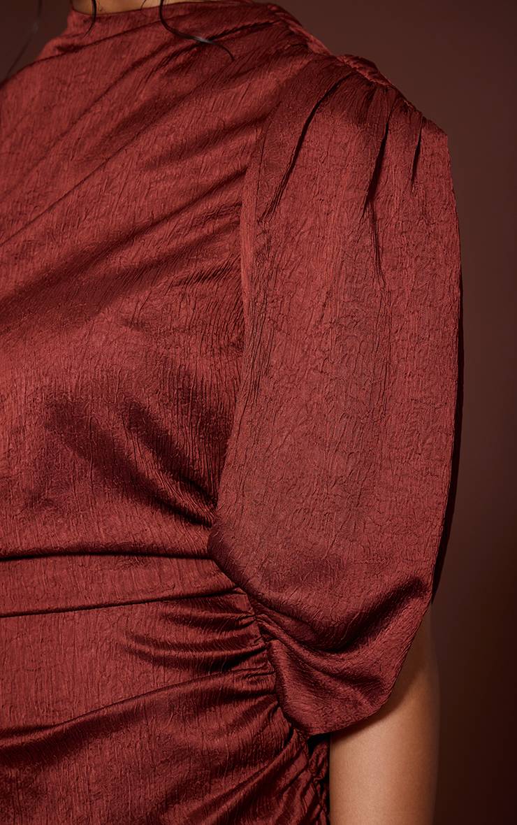 Rouille Robe Courte Drapée Texturée