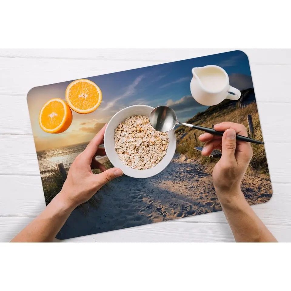 MuchoWow Placemat (6stuks) 45x30cm Zonsondergang Strand Duin