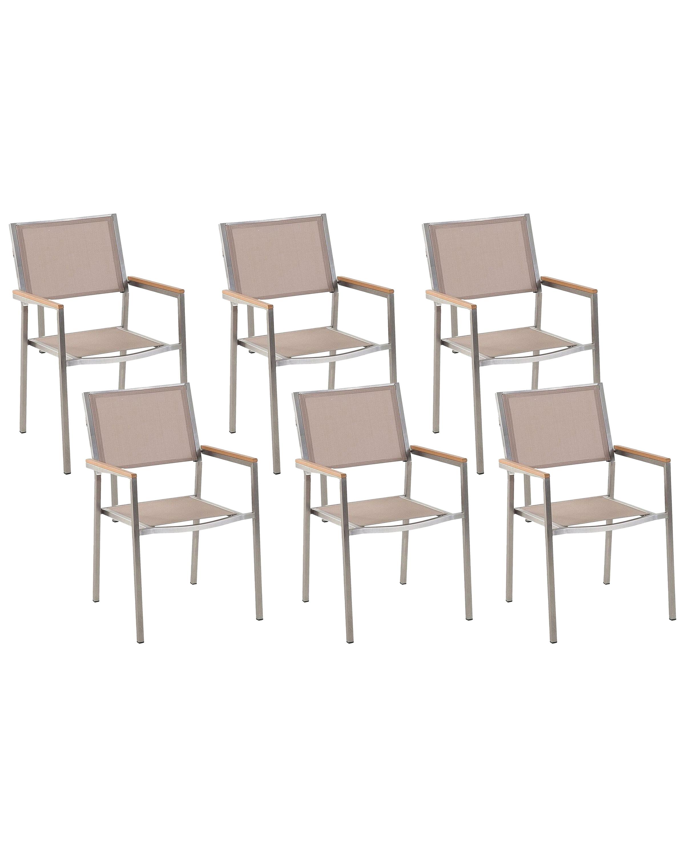 Set van 6 tuinstoelen GROSSETO Roestvrij staal Beige