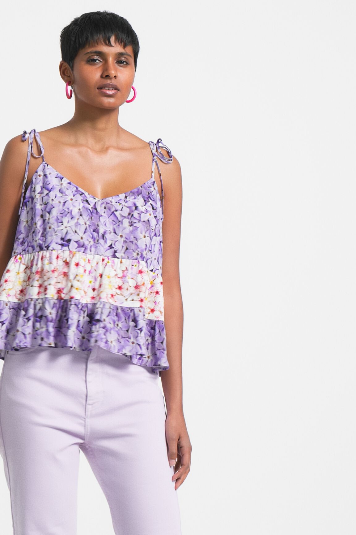 Top à bretelles à fleurs