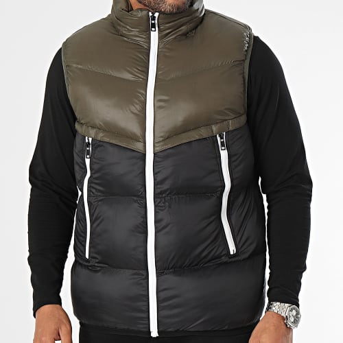 Doudoune Sans Manches Vert Kaki Noir