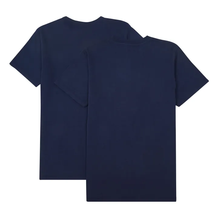 Velva Sheen Pack 2 T-shirts Pocket Coton | Bleu marine