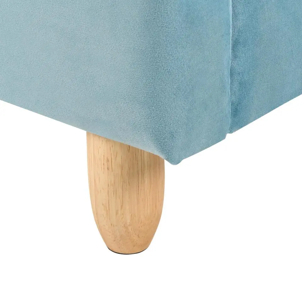 MAILLES - Eenpersoonsbed - Blauw - 90 x 200 cm - Fluweel