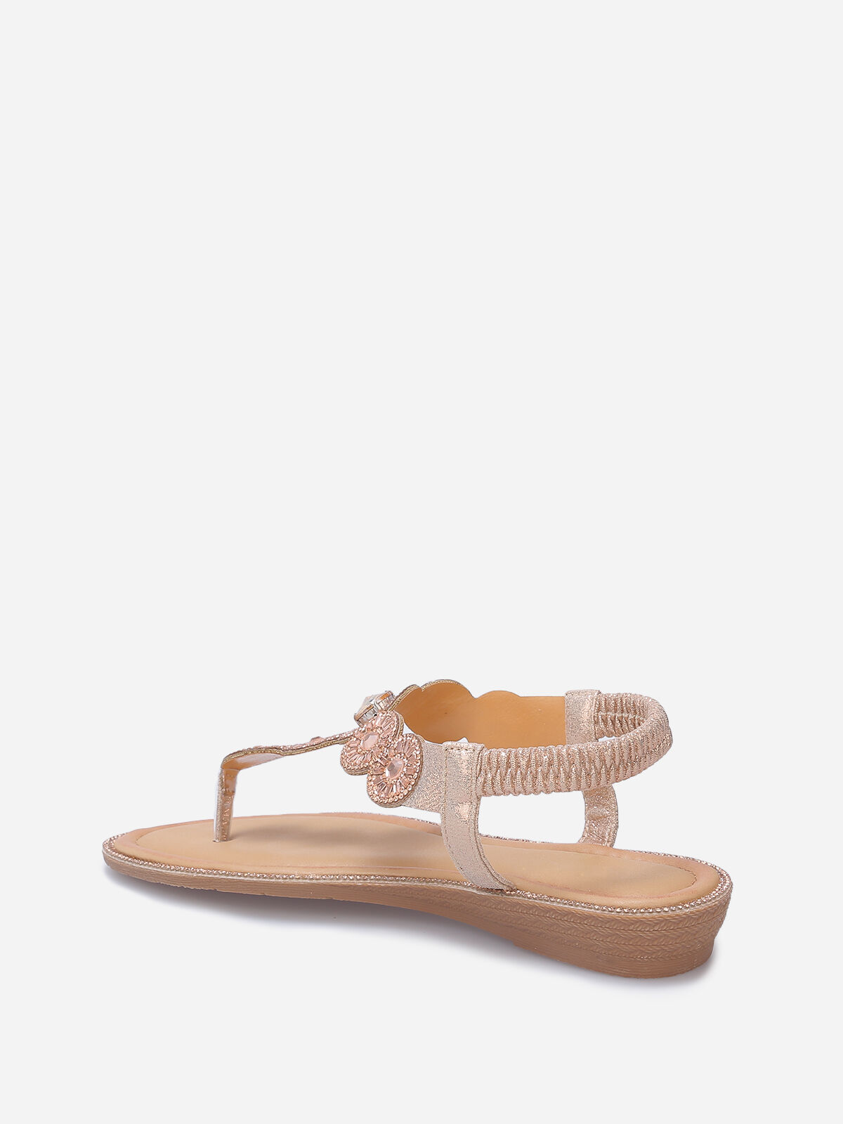 Nu-pieds pailletés à strass- Doré rose