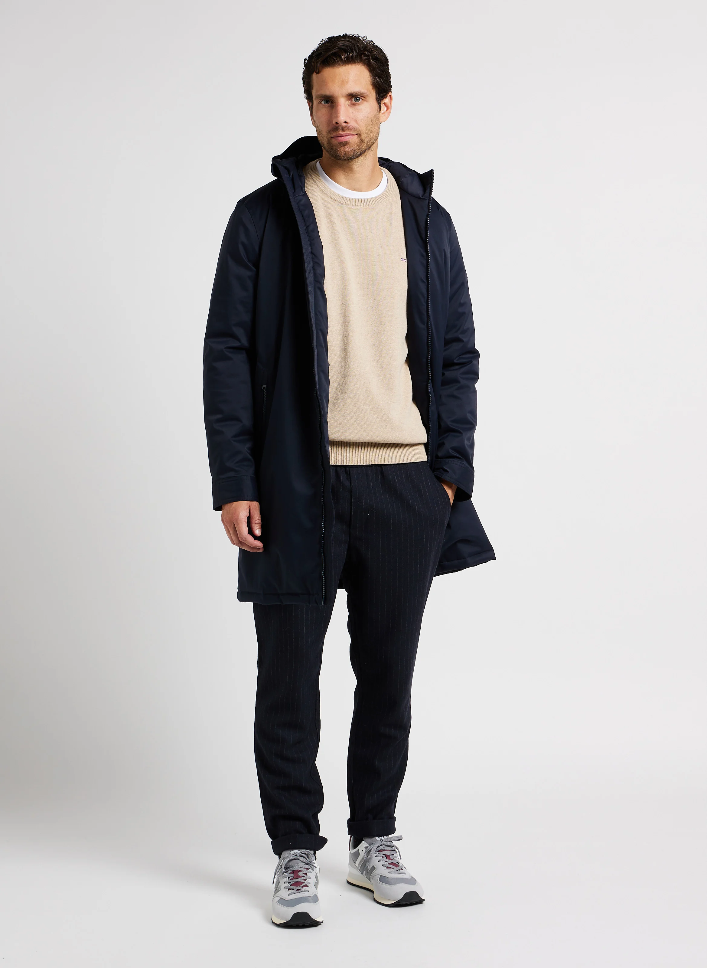 pantalon slim à rayures| Bleu
