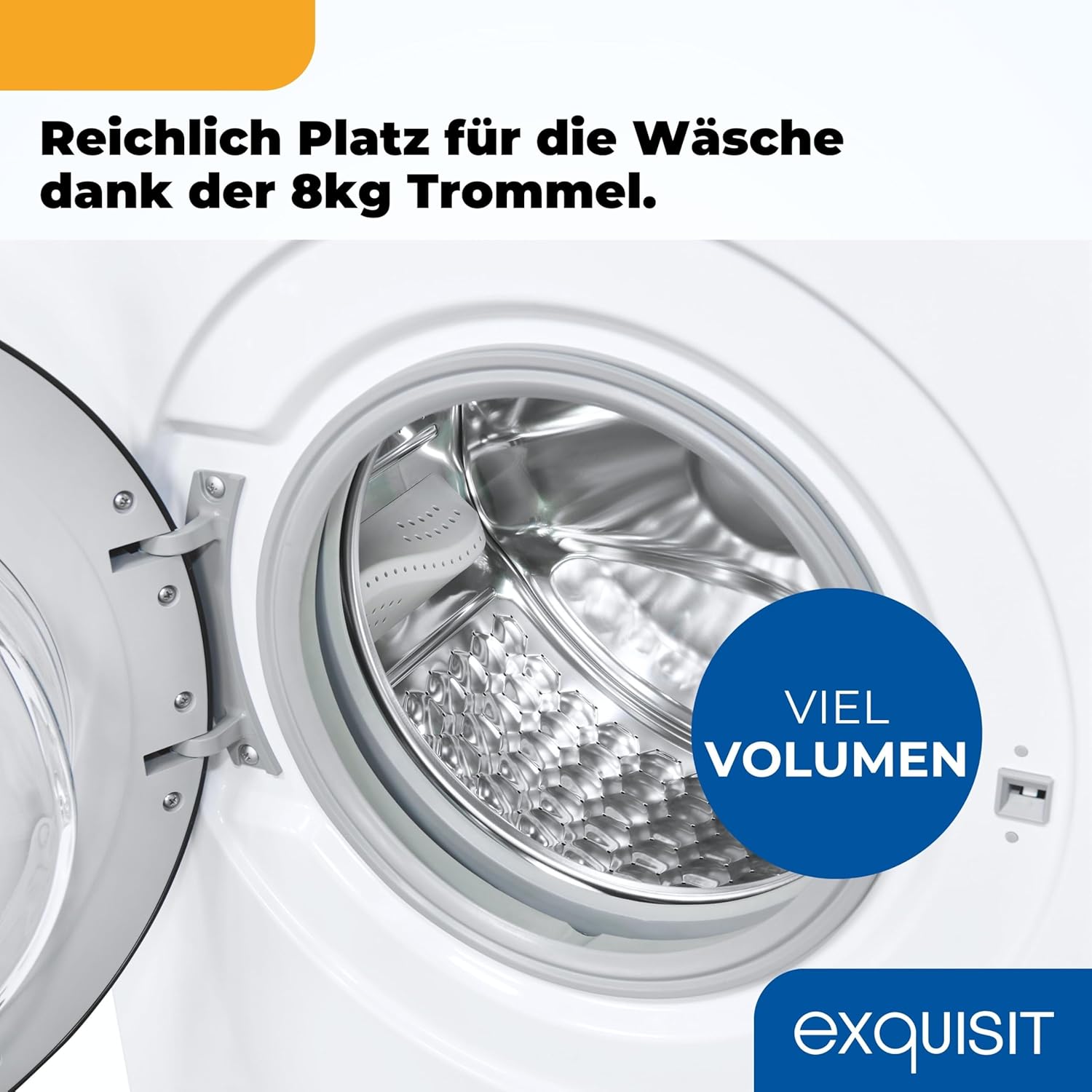 Exquisit Waschmaschine 8kg, Energieeffizienzklasse A, max. 1400 U/Min, Schnellprogramm, Startzeitvorwahl (3-24 Std.), Kindersicherung, Aquastop, ECO, 16 Waschprogramme, WA58014-340A weiss