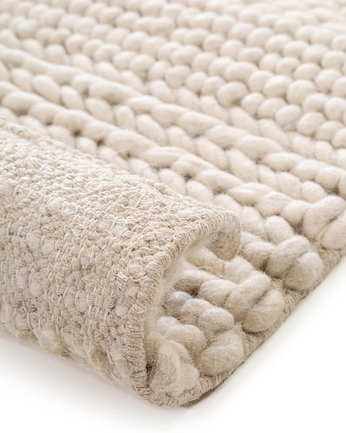 benuta Pure Wollteppich Alva - 100% Wolle handgewebt - Rechteckig & im Style: Berber, Traditionell, Natural Living - Pflegeleicht für Wohnzimmer Schlafzimmer | Cream | 160x230 cm