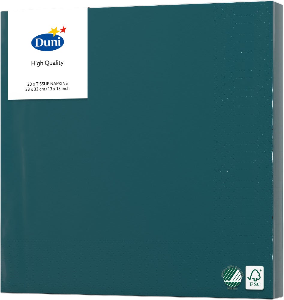 Duni servetten Ocean Teal groen / blauw 33 x 33 cm 20 stuks
