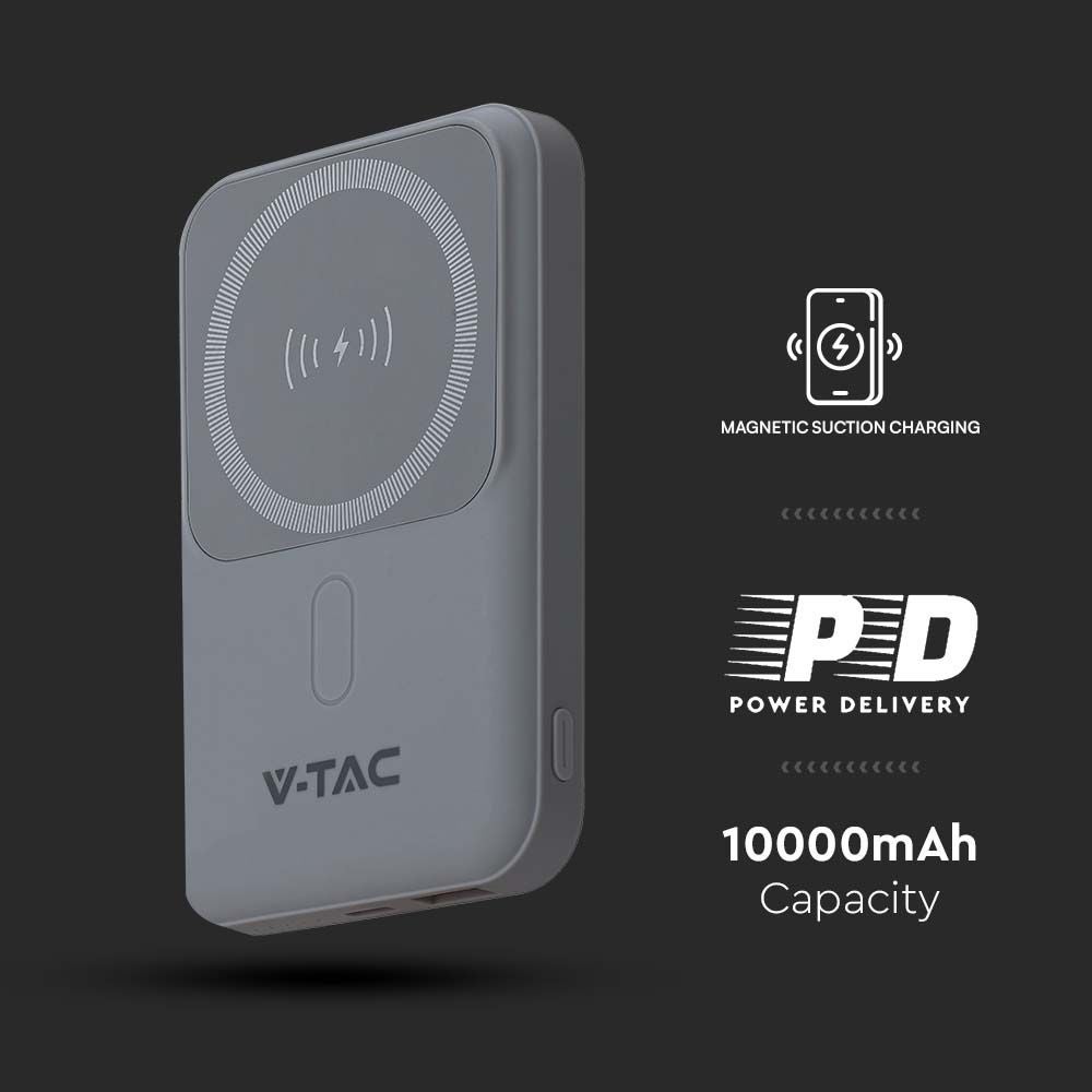 Magnetische draadloze voedingen - grijze behuizing - 10000mAh