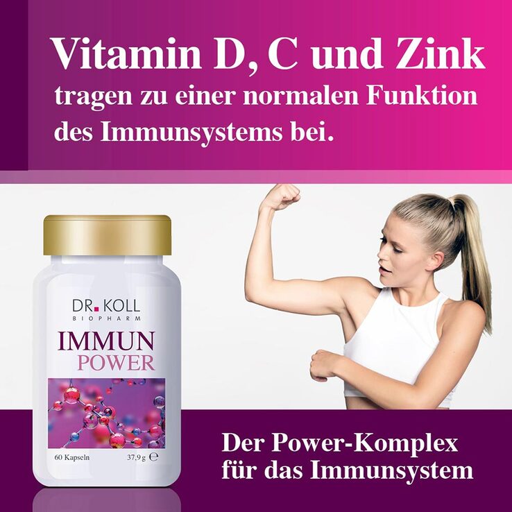 Immun Power Dr. Koll Vitamin C + Vitamin D + Zink Kapseln , 60 St