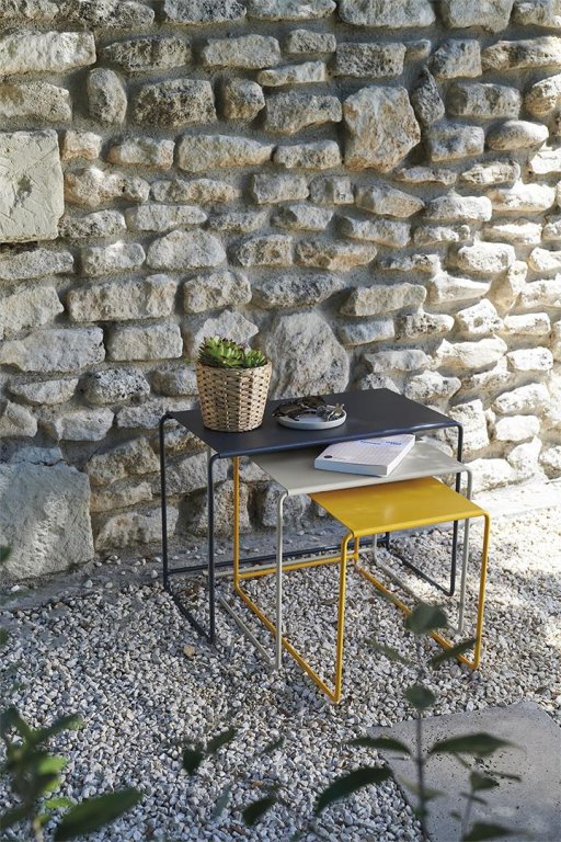 Fermob Oulala bijzettafel set van 3 Rosemary/Cactus/Clay Grey