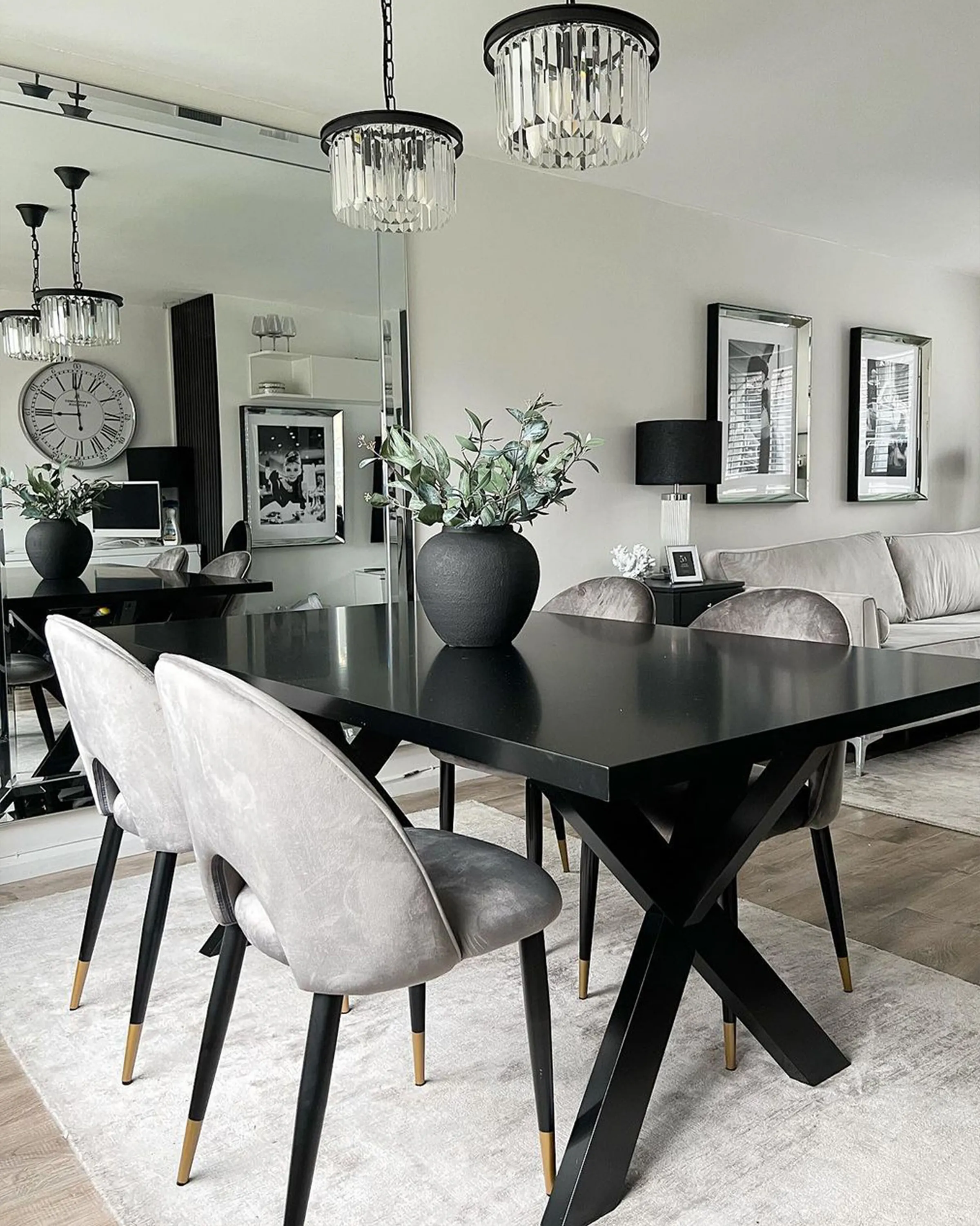Set van 2 eetkamerstoelen MAGALIA Fluweel Grijs