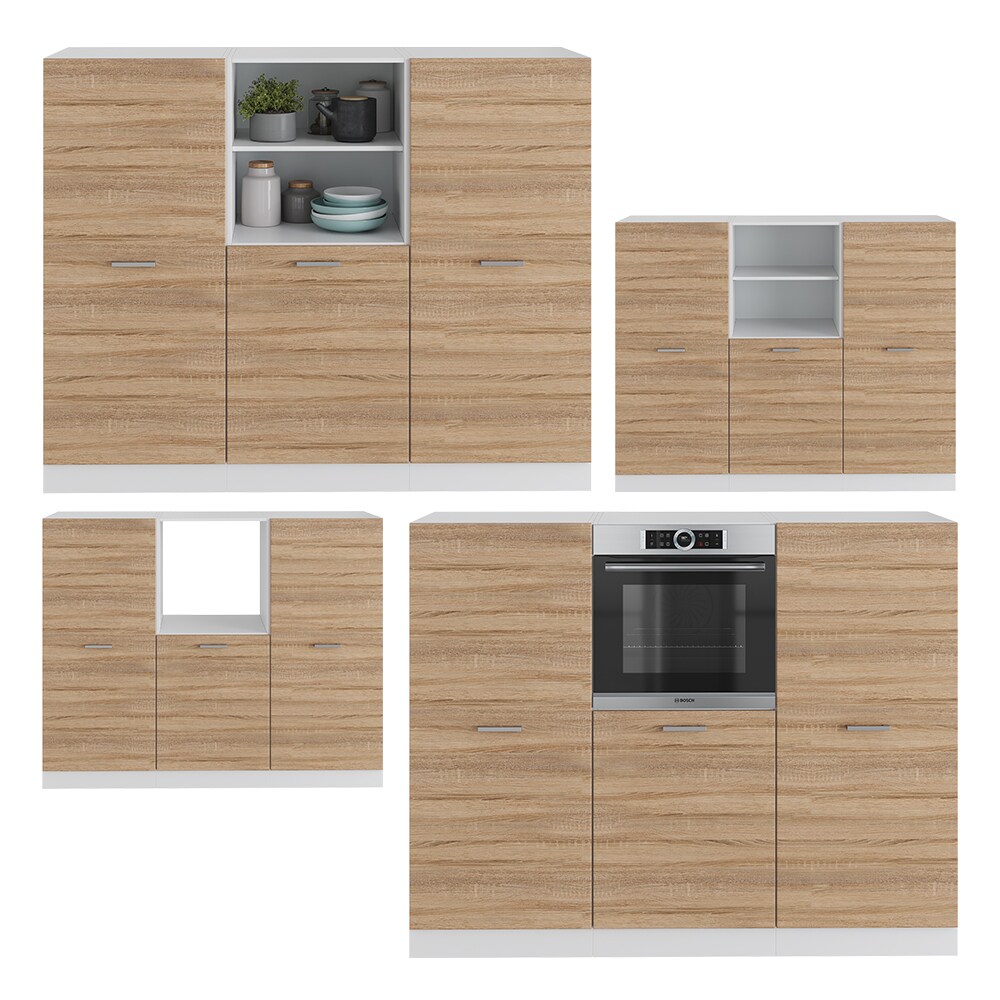 Vicco Küchenzeile Küchenblock Einbauküche R-Line Weiß Sonoma Backofen Küchenschrank