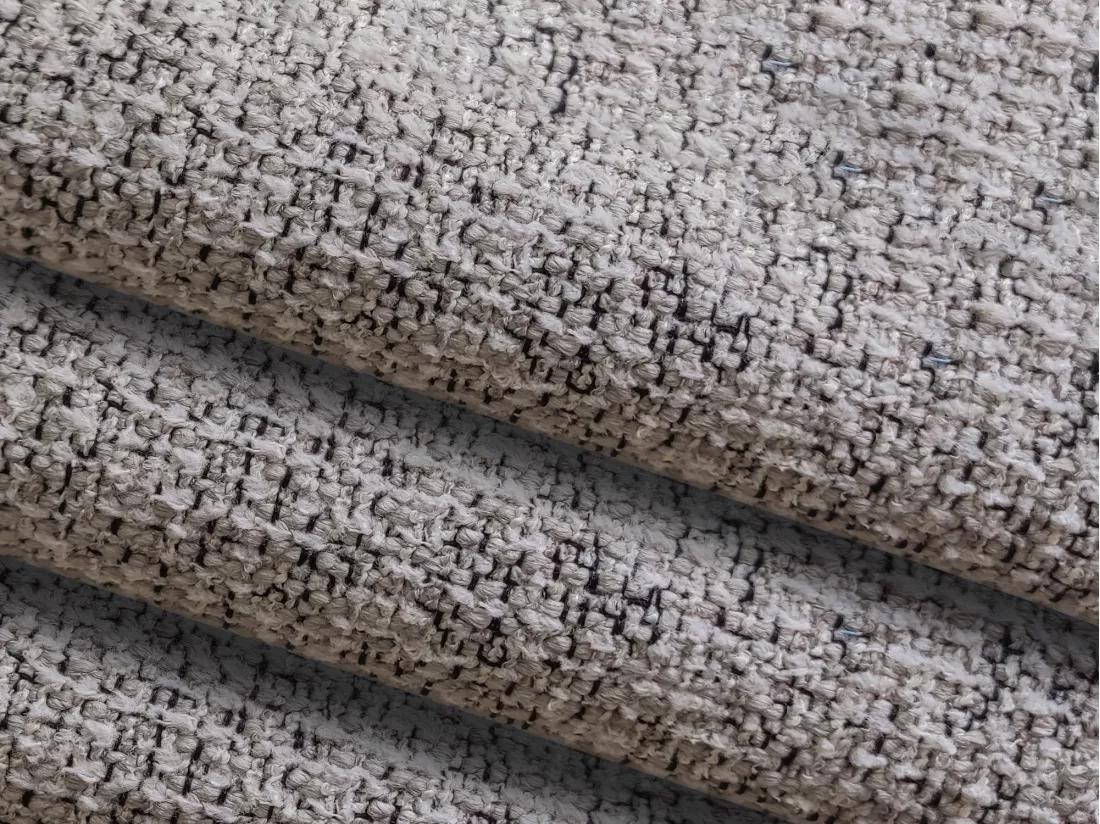 Canapé d'angle panoramique convertible en tissu texturé - gris beige - KAPUA