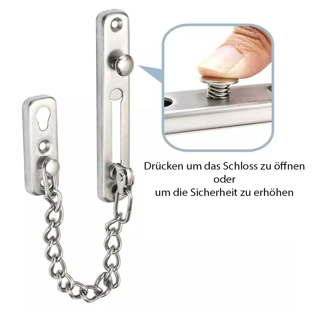 (17cm) Universal Türschloss Türkette Sicherheitsschloss aus rostfreiem Stahl für Wohnung / Haus / Hotel / Zimmer / Büro - Silber