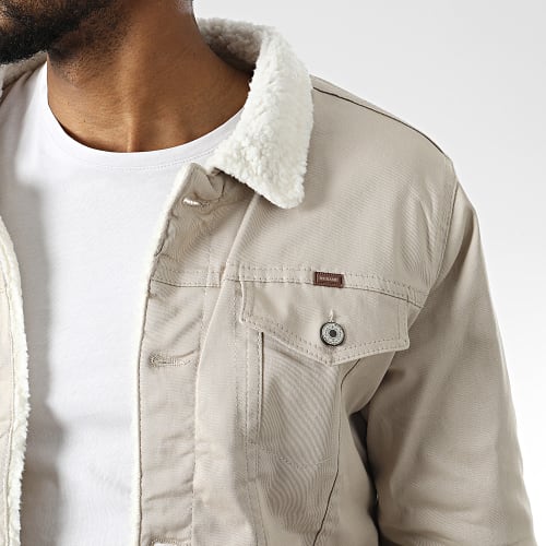 Veste Jean Super Slim Fit Col Mouton 7001 Beige