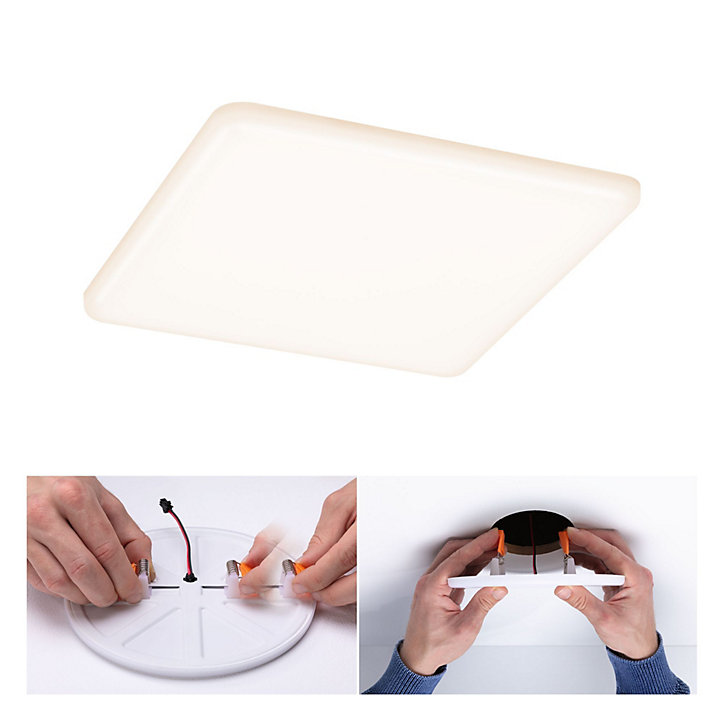Panneau LED à encastrer Varifit Veluna 1850lm 17w IP44 L.18,5 x l.18,5 cm blanc chaud Paulmann transparent