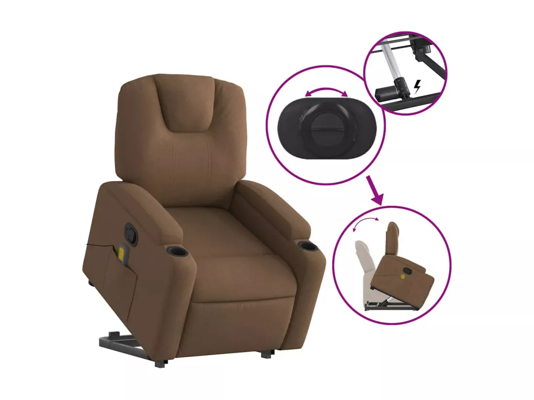 Fauteuil massant inclinable Marron Tissu
