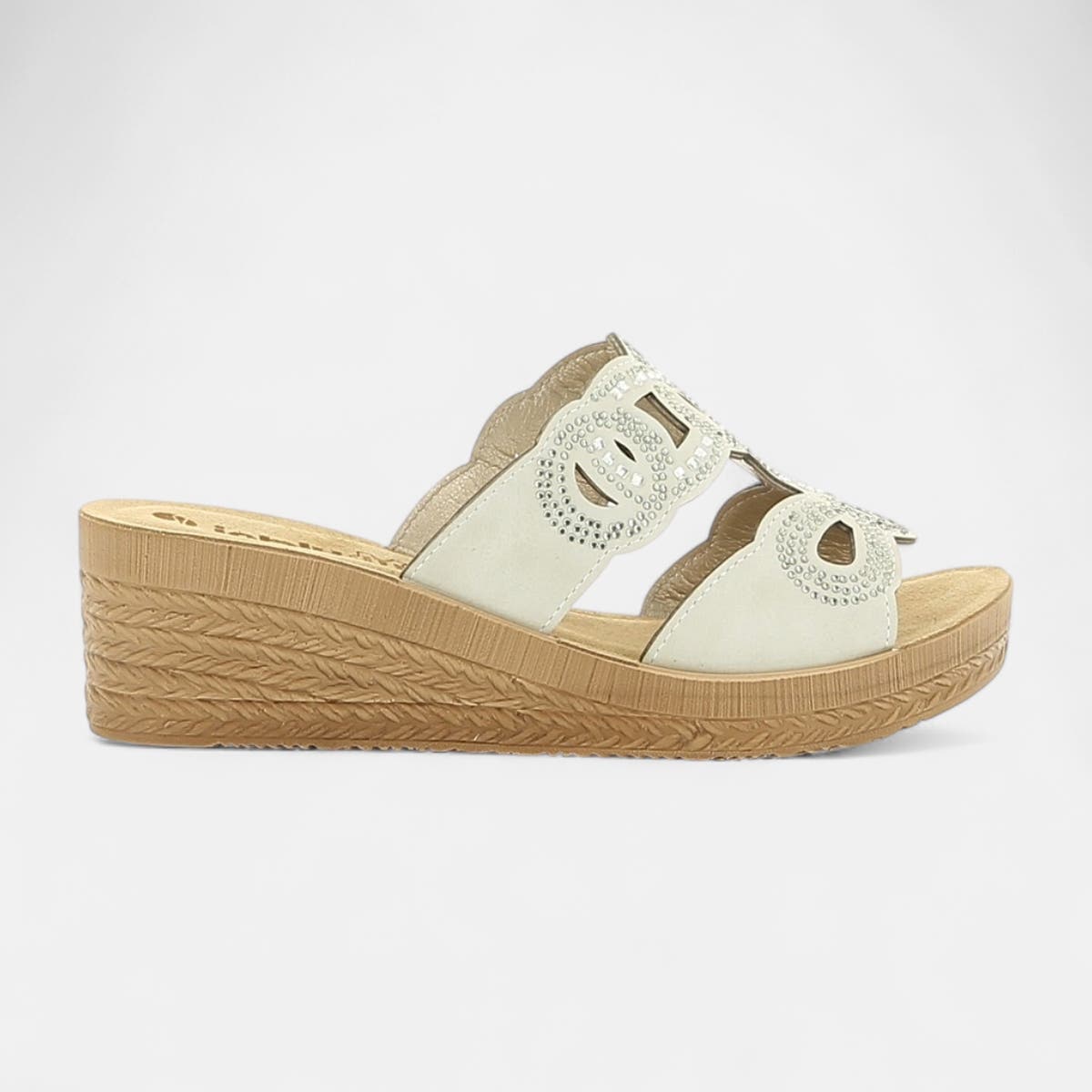 Mules à talon compensé Femme beige