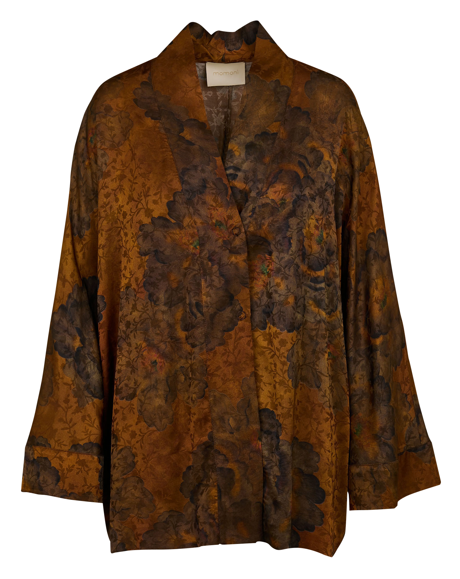 ISHIKO - Veste kimono ample imprimée satinée | Marron