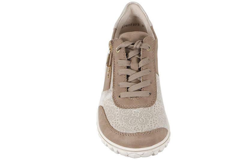 RIEKER SKO I BEIGE PU MED BLOMSTER