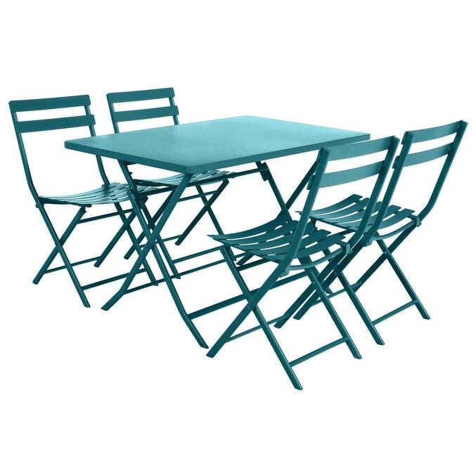 Table de jardin pliante rectangulaire GREENSBORO Bleu canard