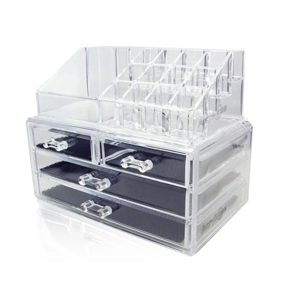 (235x135x185mm) Acryl Beauty Make Up Organizer Aufbewahrungsbox 20 Fächer - Transparent