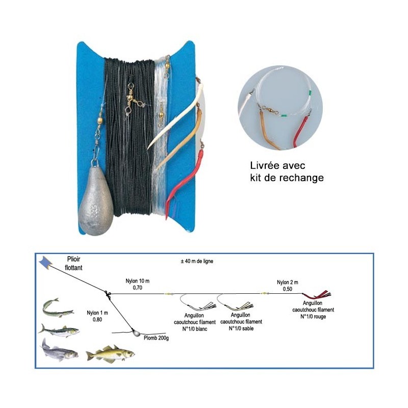 Ligne De Traine Bateau Flashmer Ecoline Anguillon + Kit De Rechange