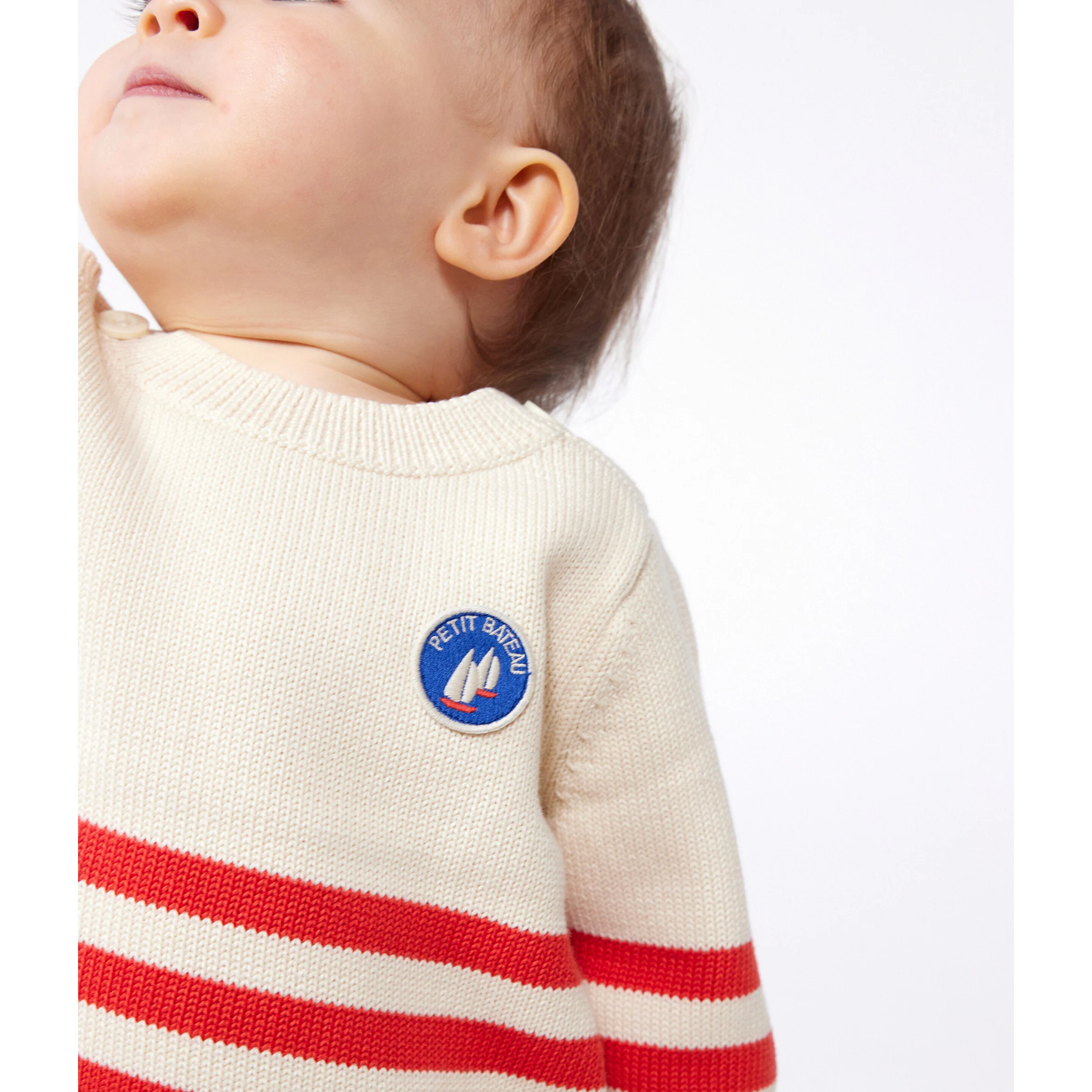 Petit Bateau Pullover Ringel natur/rot