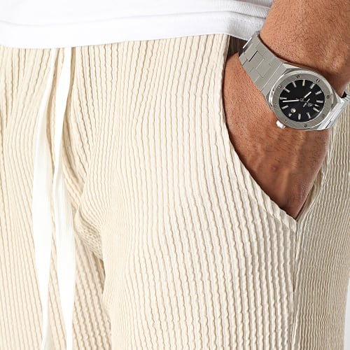 Pantalon A Rayures Beige