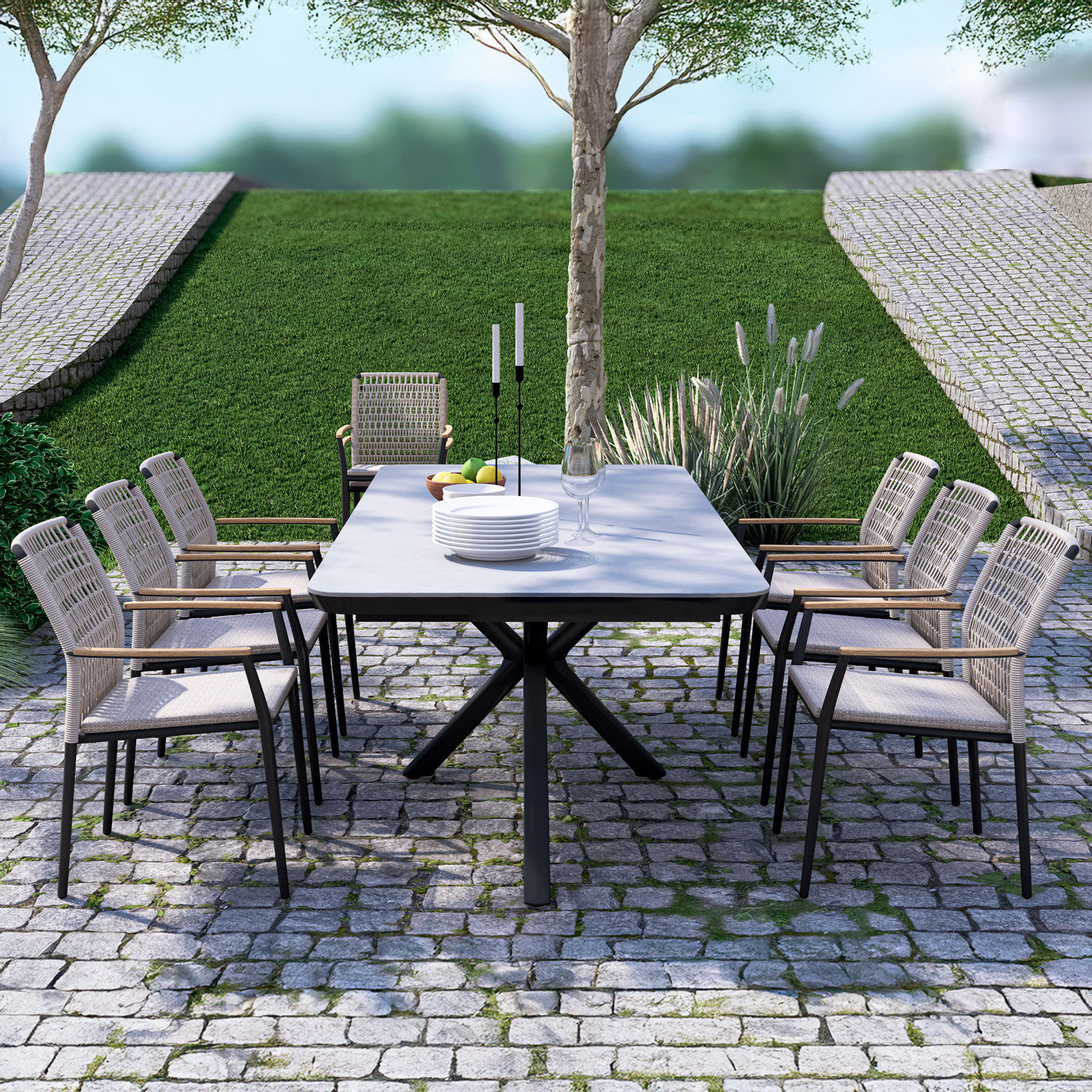 Gartenstuhl Maddox 2er Set aus Olefin-Gewebe