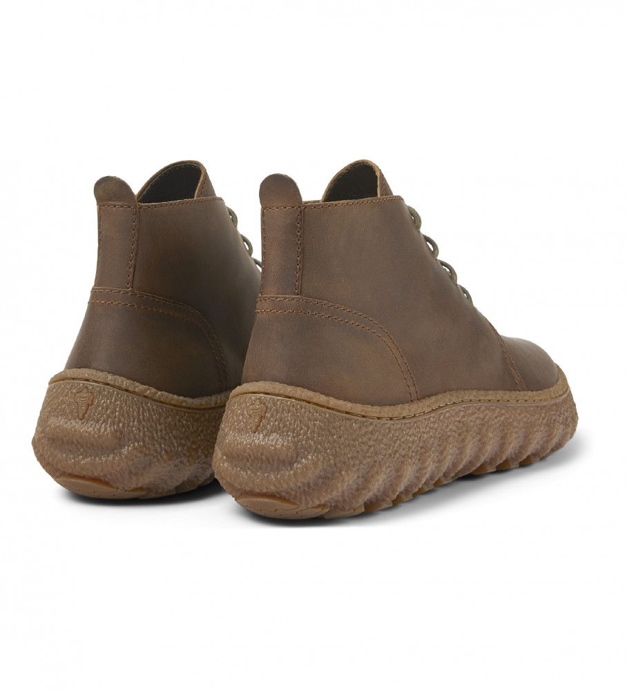 Botas de tornozelo Camper Ground em couro marrom