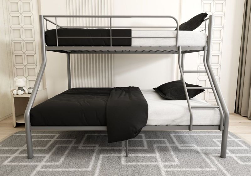 Stapelbed - Triobed - Zilver-grijs - 3 Persoons - Metalen Frame