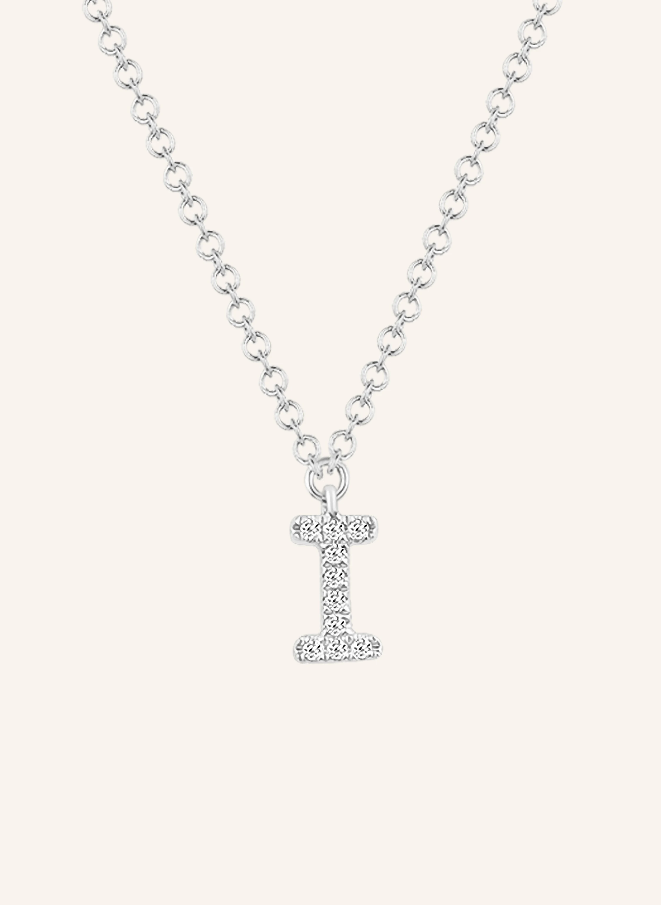 Leaf INITIALIEN Halskette „I“ aus 14 Karat Weißgold mit Diamanten