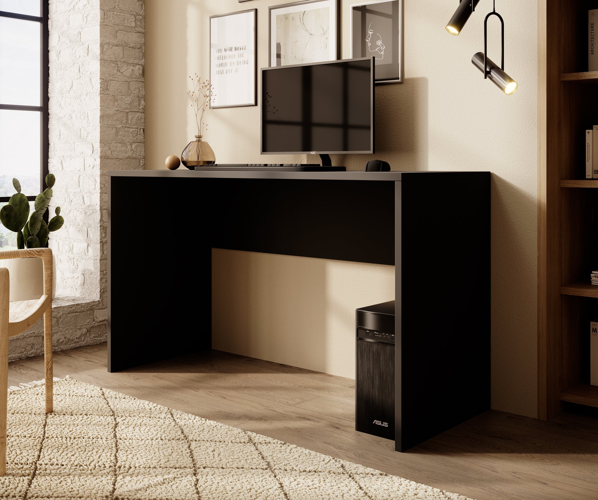 Meubella - Bureau Apoda 2 - Zwart - 130 cm
