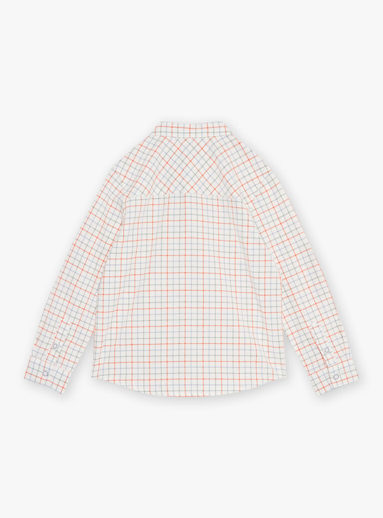 Chemise à carreaux écrue en popeline