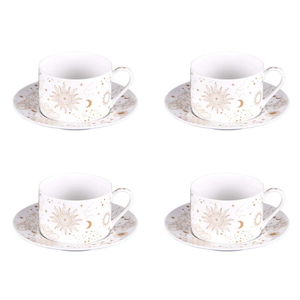 Coffret de 4 tasses à thé 18 cl Céleste et sous tasses assorties Table