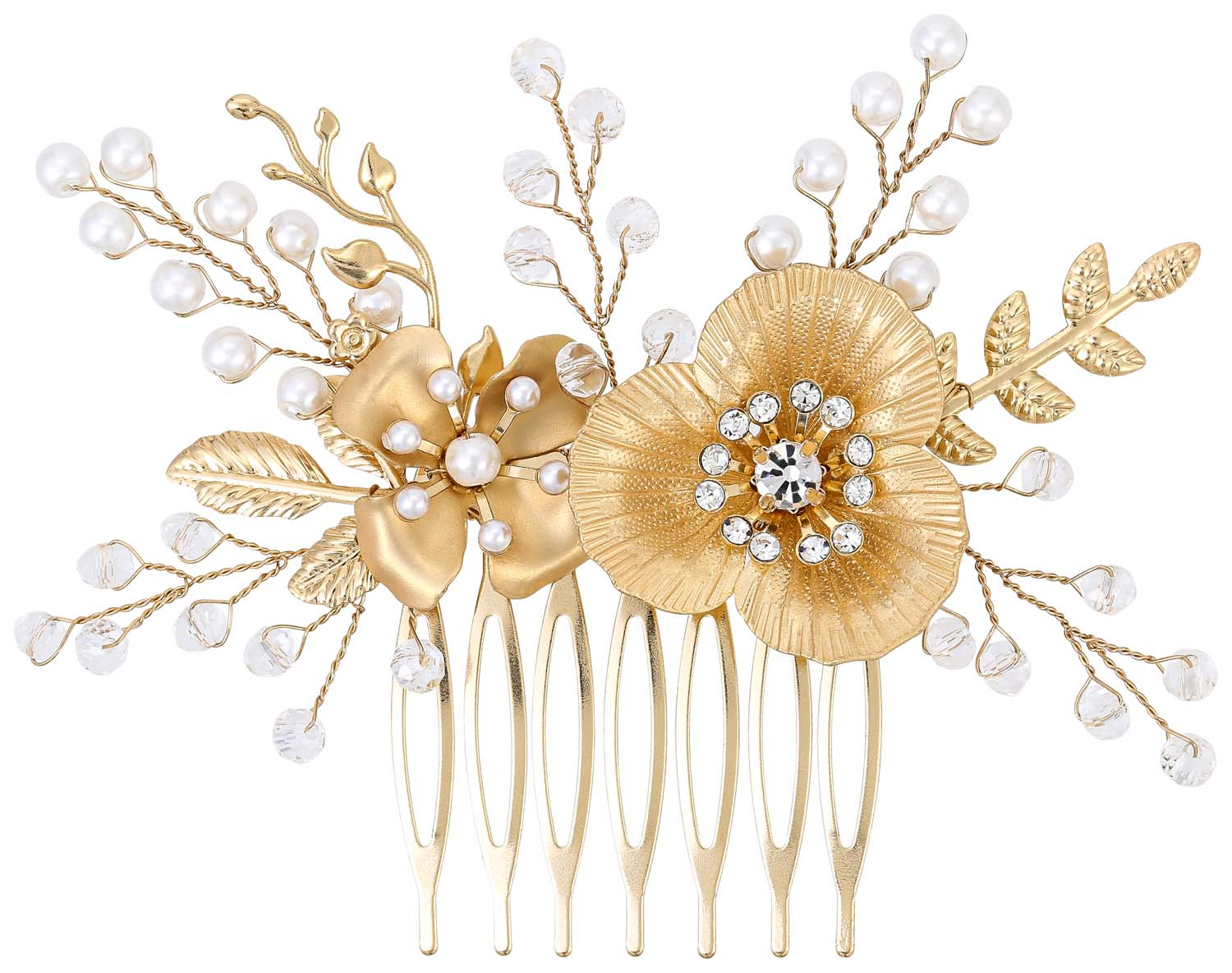 Haarkamm - Golden Flowers